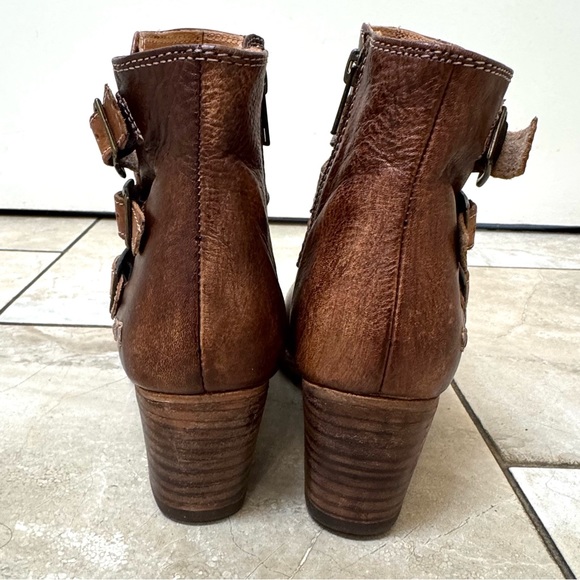 Bed Stu Begin Boots Women Cognac Dip Dye Leather Buckle Cobbler Ankle Boho Sz - Picture 8 of 17